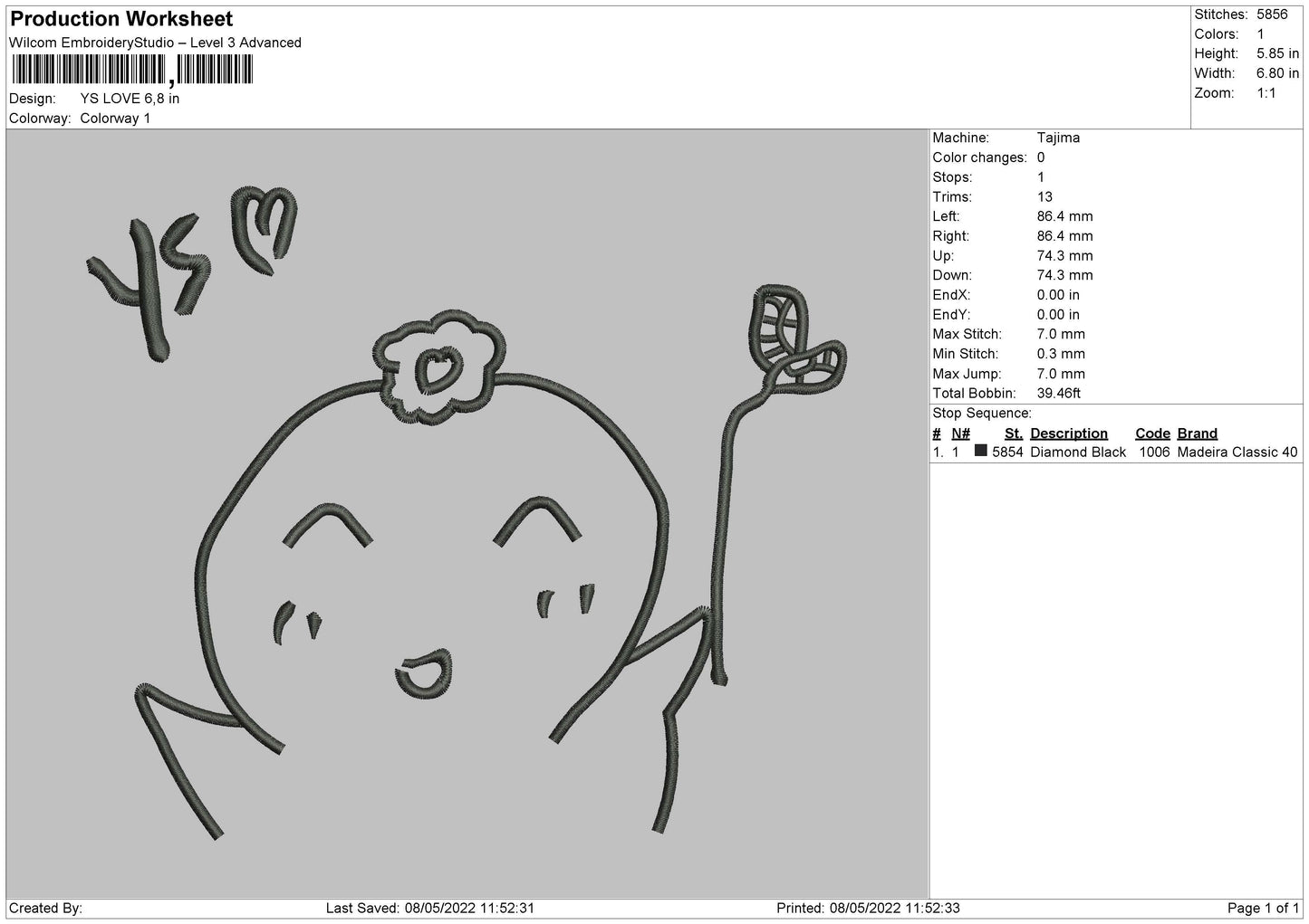 YS Love Embroidery Design File 4 size