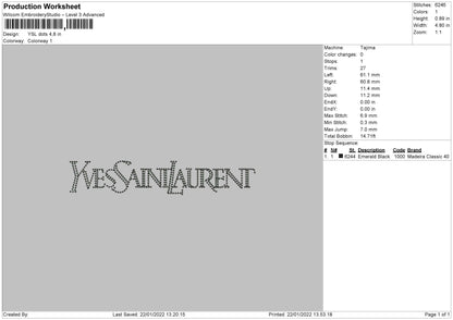Ysl Dots Yves Saint Laurent Embroidery Design File 6 size