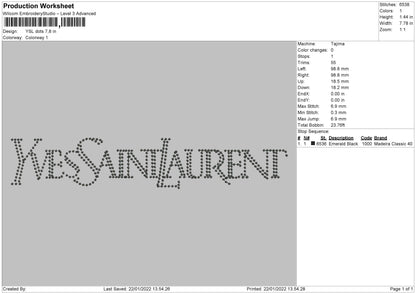 Ysl Dots Yves Saint Laurent Embroidery Design File 6 size