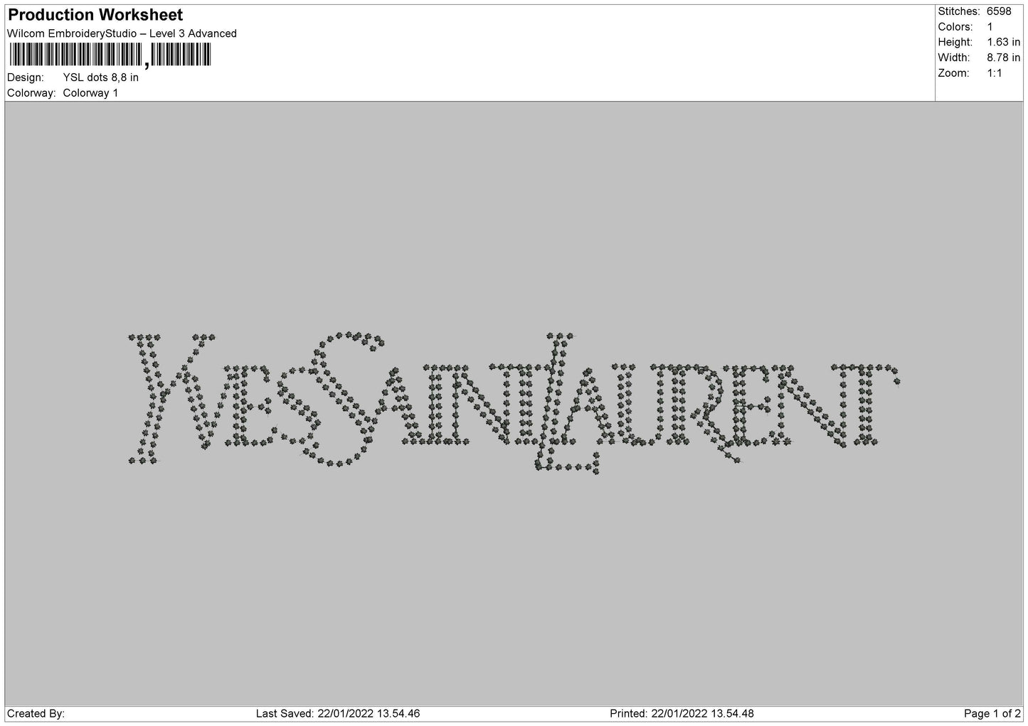 Ysl Dots Yves Saint Laurent Embroidery Design File 6 size