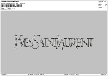 Ysl Dots Yves Saint Laurent Embroidery Design File 6 size