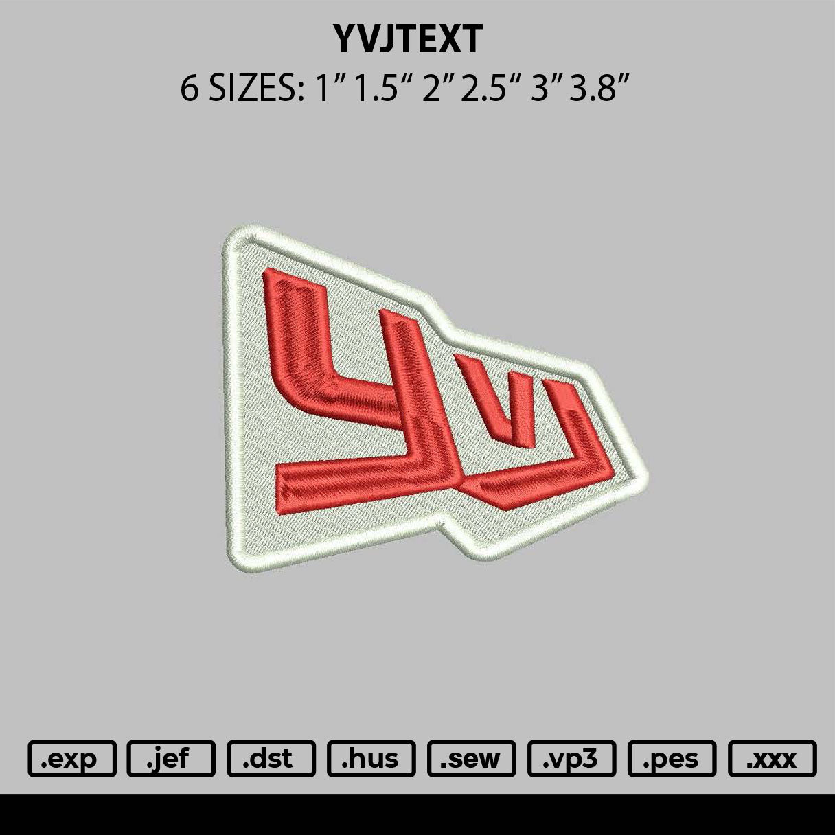 Yvjtext Embroidery File 6 sizes