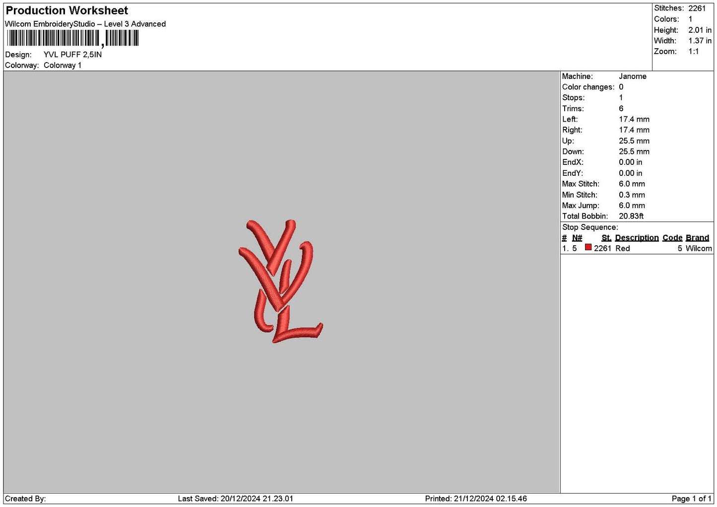 Yvltext Puff Embroidery File 6 sizes