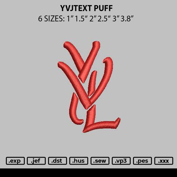 Yvltext Puff Embroidery File 6 sizes