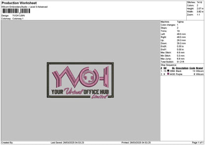 Yvohtext Embroidery File 6 sizes