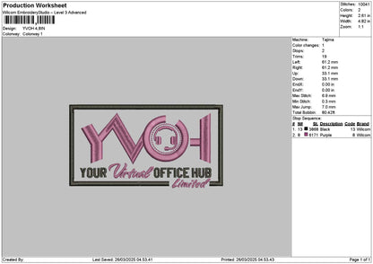 Yvohtext Embroidery File 6 sizes