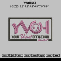 Yvohtext Embroidery File 6 sizes