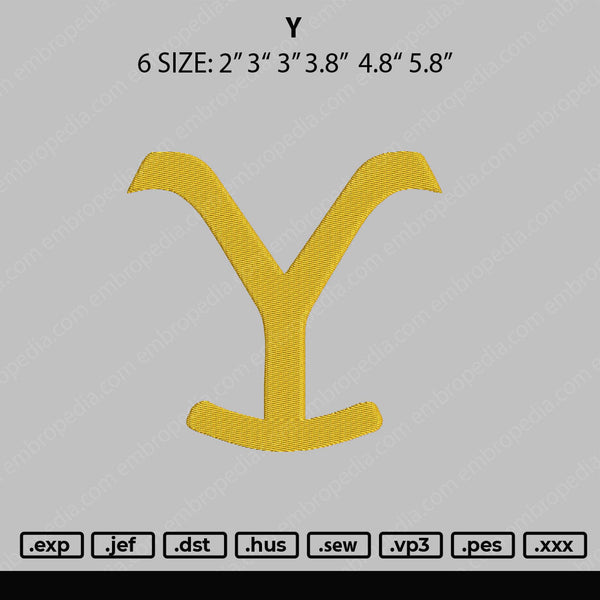 Y Embroidery File 6 size