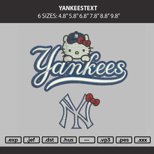 Yankeestext Embroidery Machine Design File 6 sizes