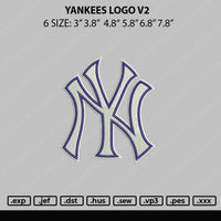 Yankees Logo V2 Embroidery File 6 sizes