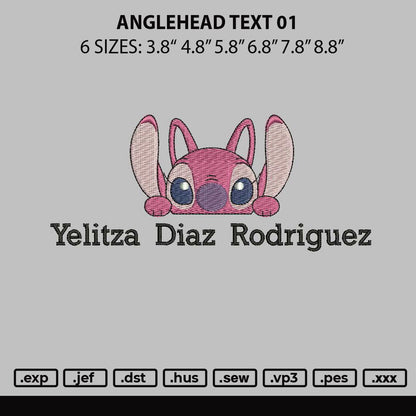 Angelhead Text 01 Embroidery File 6 sizes