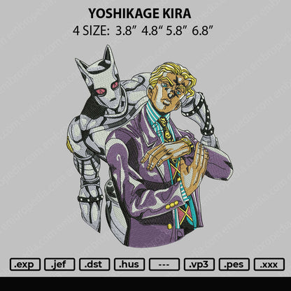 Yoshikage Kira Embroidery Machine Design File 4 size