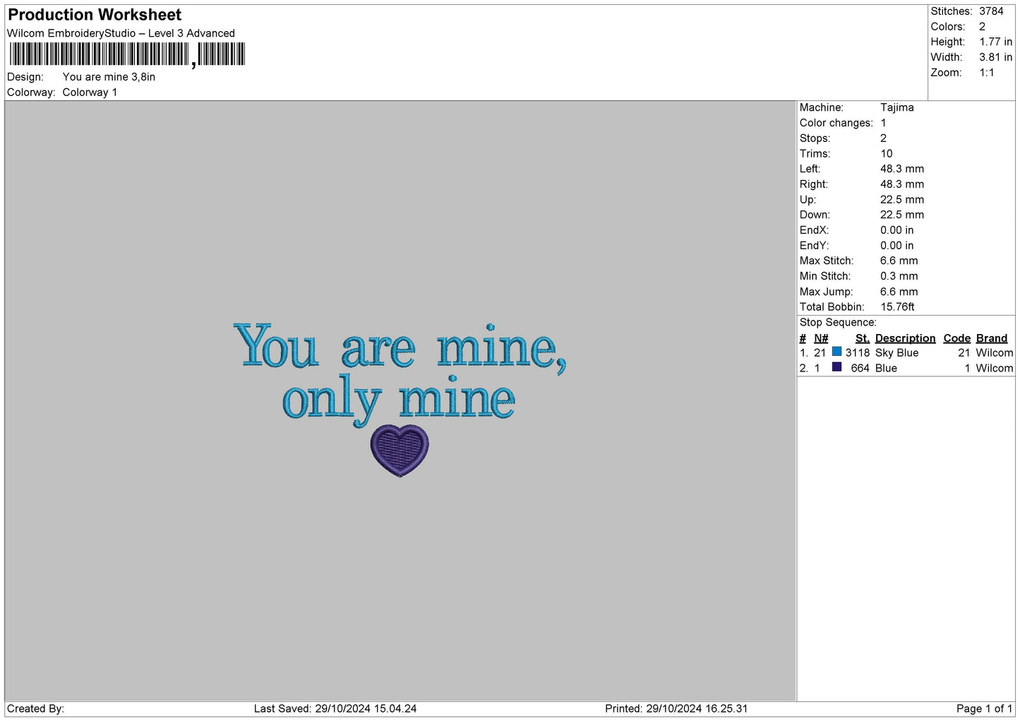 Mine Text 02 Embroidery File 6 sizes