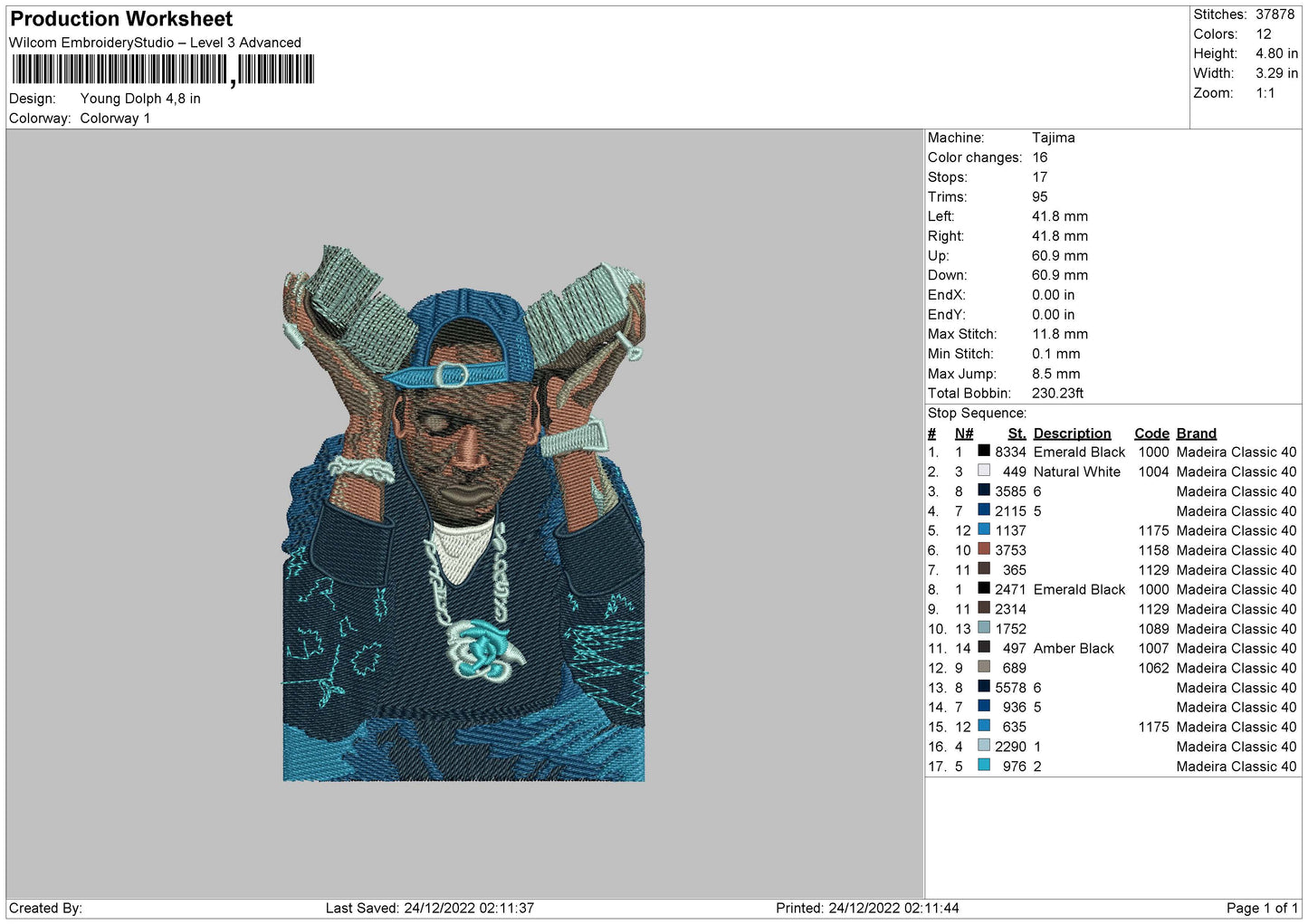 Young Dolph Embroidery Machine Design File 6 sizes