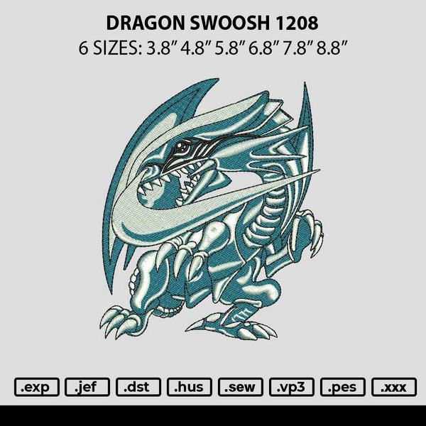 Dragon Swoosh 1208 Embroidery File 6 sizes