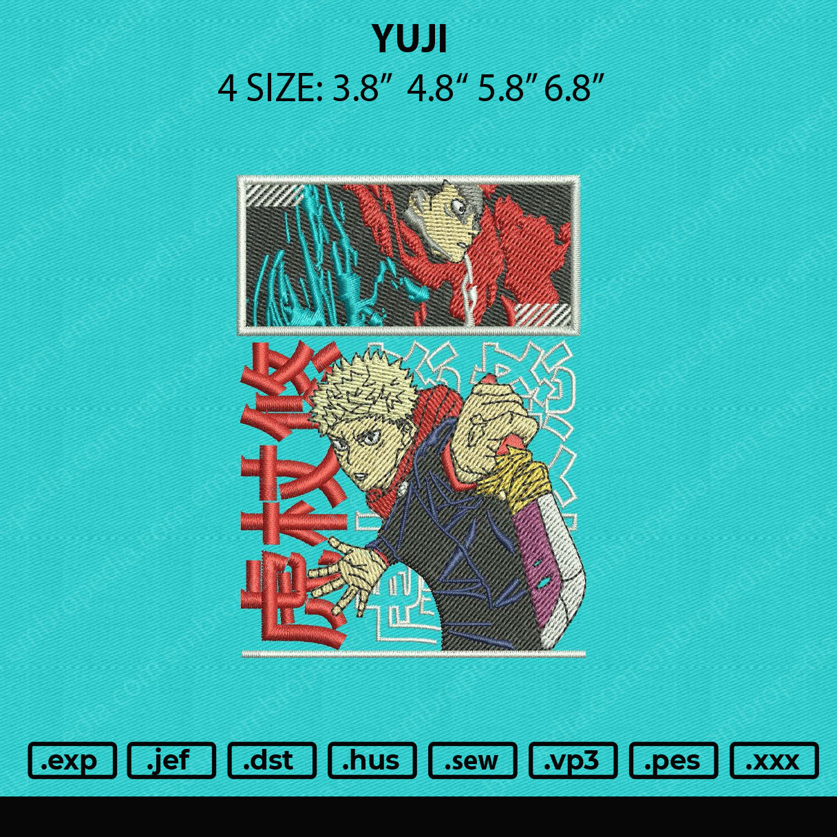 Yuji Embroidery Design File 4 sizes