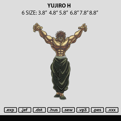 Yujiro H Embroidery Design File 6 sizes