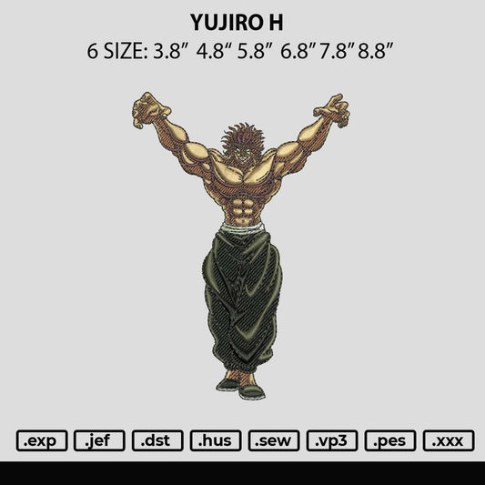 Yujiro H Embroidery Design File 6 sizes