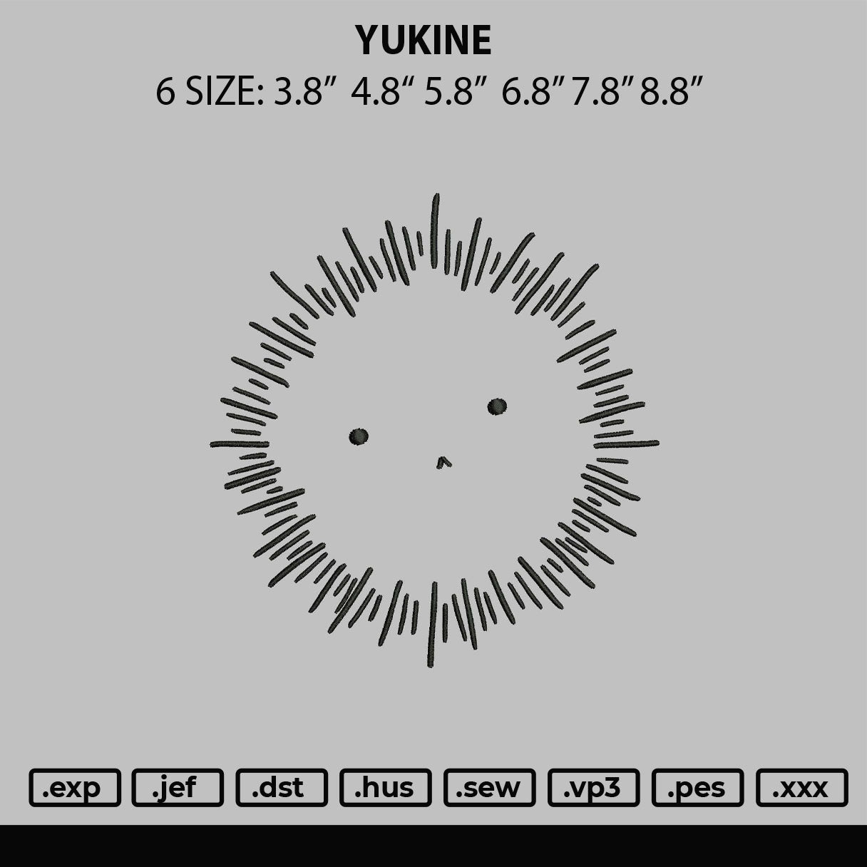 Yukine Embroidery Design File 6 sizes