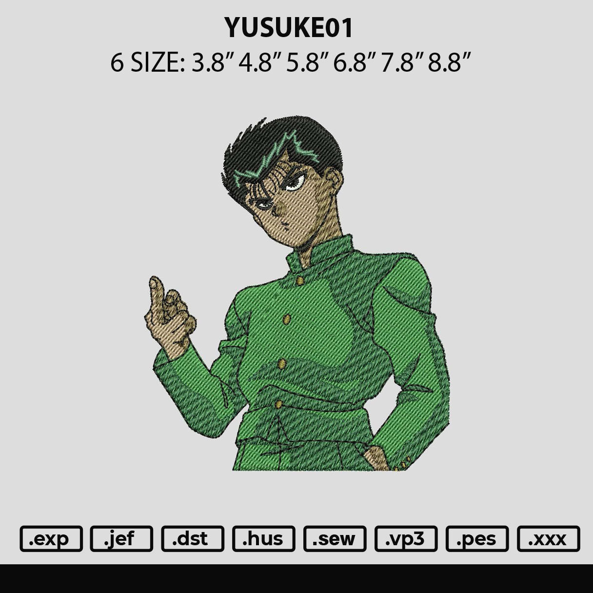Yusuke 01 Embroidery DesignFile 6 sizes