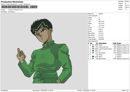 Yusuke 01 Embroidery DesignFile 6 sizes