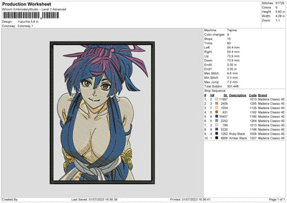 Yuzuriha Embroidery design File 6 sizes