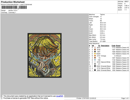 Zenitsu Embroidery Machine Design File 4 size