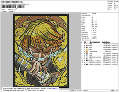 Zenitsu Embroidery Machine Design File 4 size