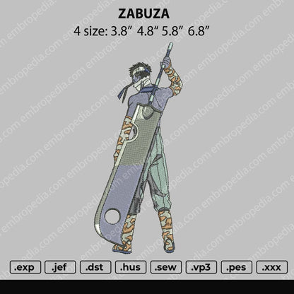 Zabuza Embroidery Machine Design File 4 size