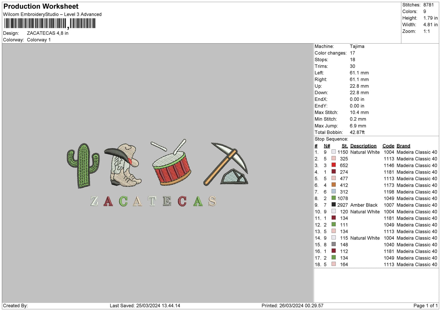 Zacatecas icon Embroidery Machine Design File 6 sizes