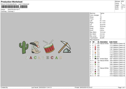 Zacatecas icon Embroidery Machine Design File 6 sizes