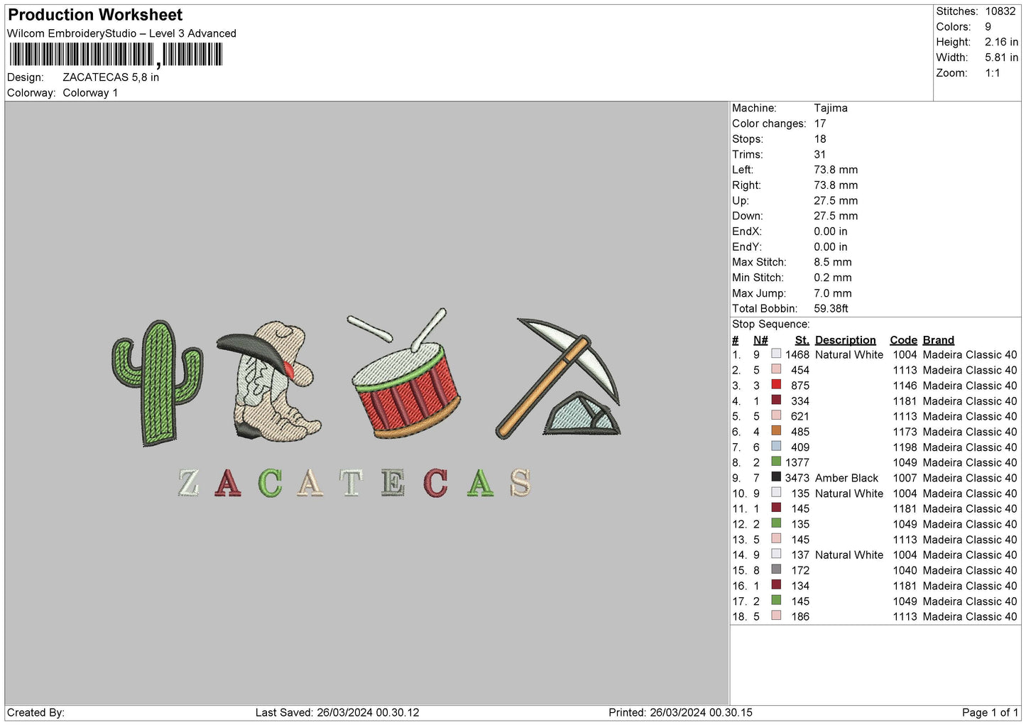Zacatecas icon Embroidery Machine Design File 6 sizes