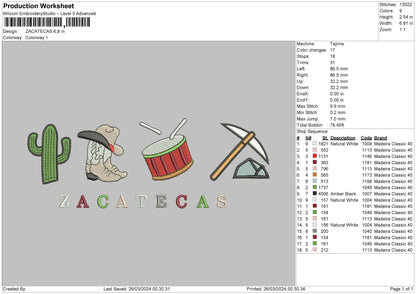 Zacatecas icon Embroidery Machine Design File 6 sizes