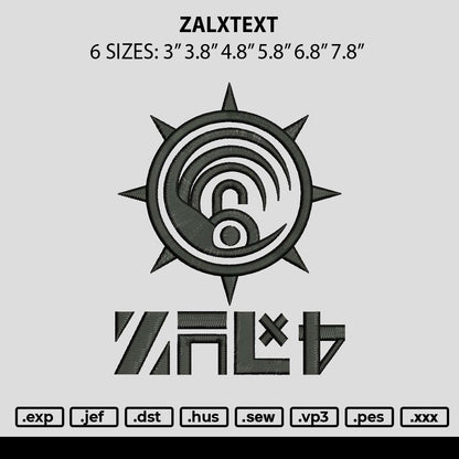 Zalxtext Embroidery File 6 sizes