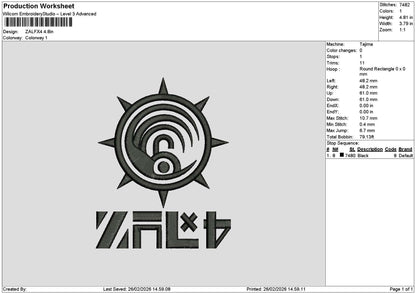 Zalxtext Embroidery File 6 sizes