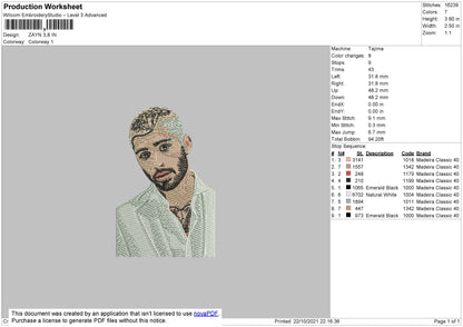 Zayn Photo Embroidery Machine Design File 4 size