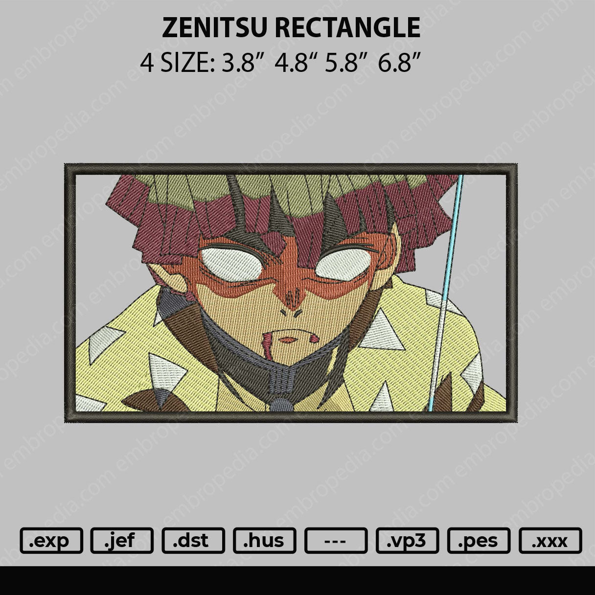 Zenitsu Rectangle Embroidery Machine Design File 4 size