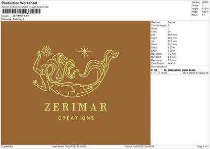 Zerimar Embroidery Machine Design File 6 sizes