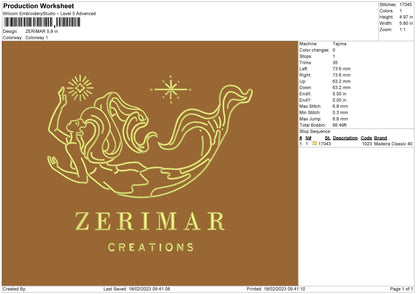 Zerimar Embroidery Machine Design File 6 sizes