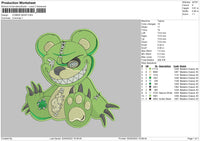 Zombie Bear Embroidery File 5 sizes