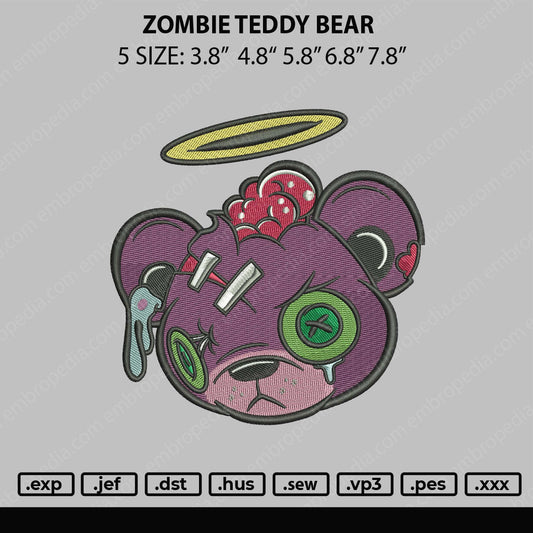 Zombie Teddy Bear Embroidery File 5 sizes