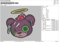 Zombie Teddy Bear Embroidery File 5 sizes