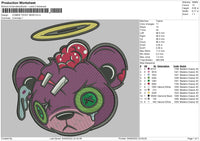 Zombie Teddy Bear Embroidery File 5 sizes