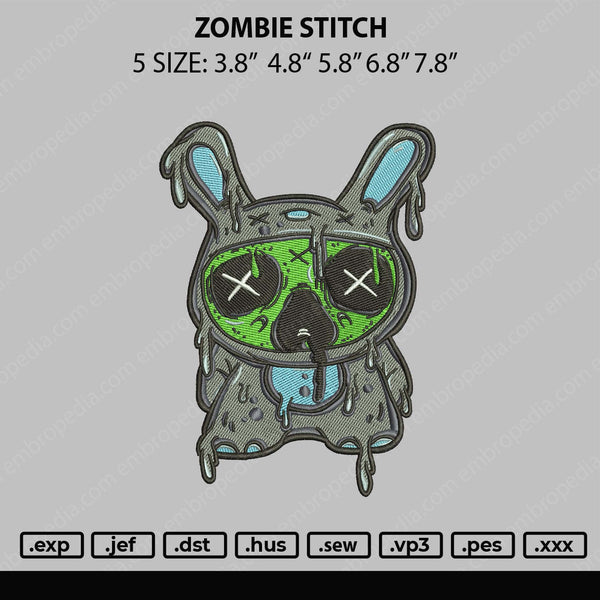 Zombie Stitch Embroidery File 5 sizes