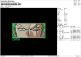 Zoro Rectangle 019 Embroidery File 6 sizes