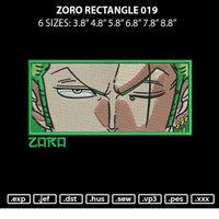 Zoro Rectangle 019 Embroidery File 6 sizes