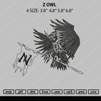 Z Owl Embroidery File 4 size