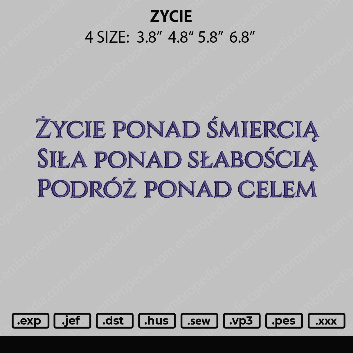 ZYCIE Embroidery File 4 size
