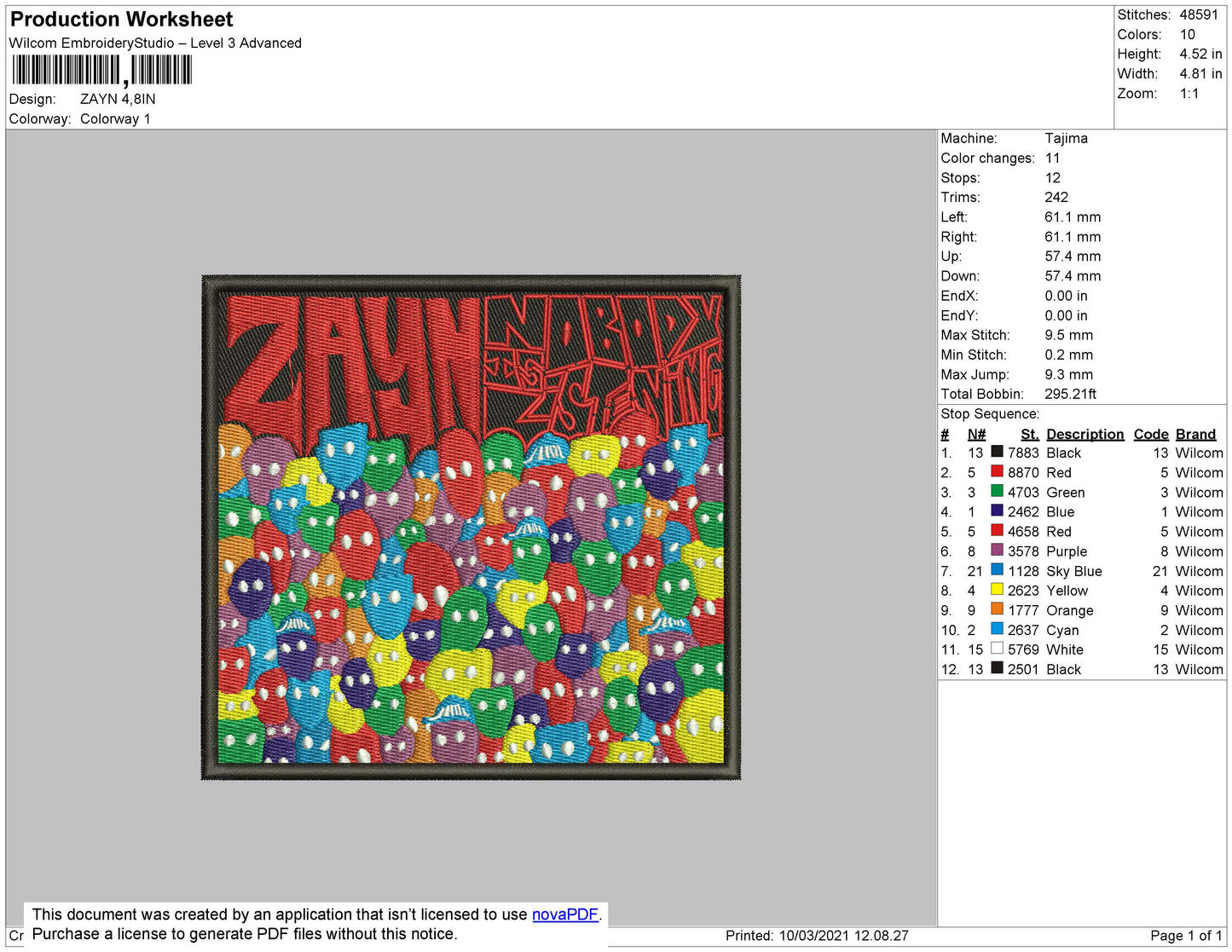 Zayn Cover Album Embroidery Machine Design File 4 size