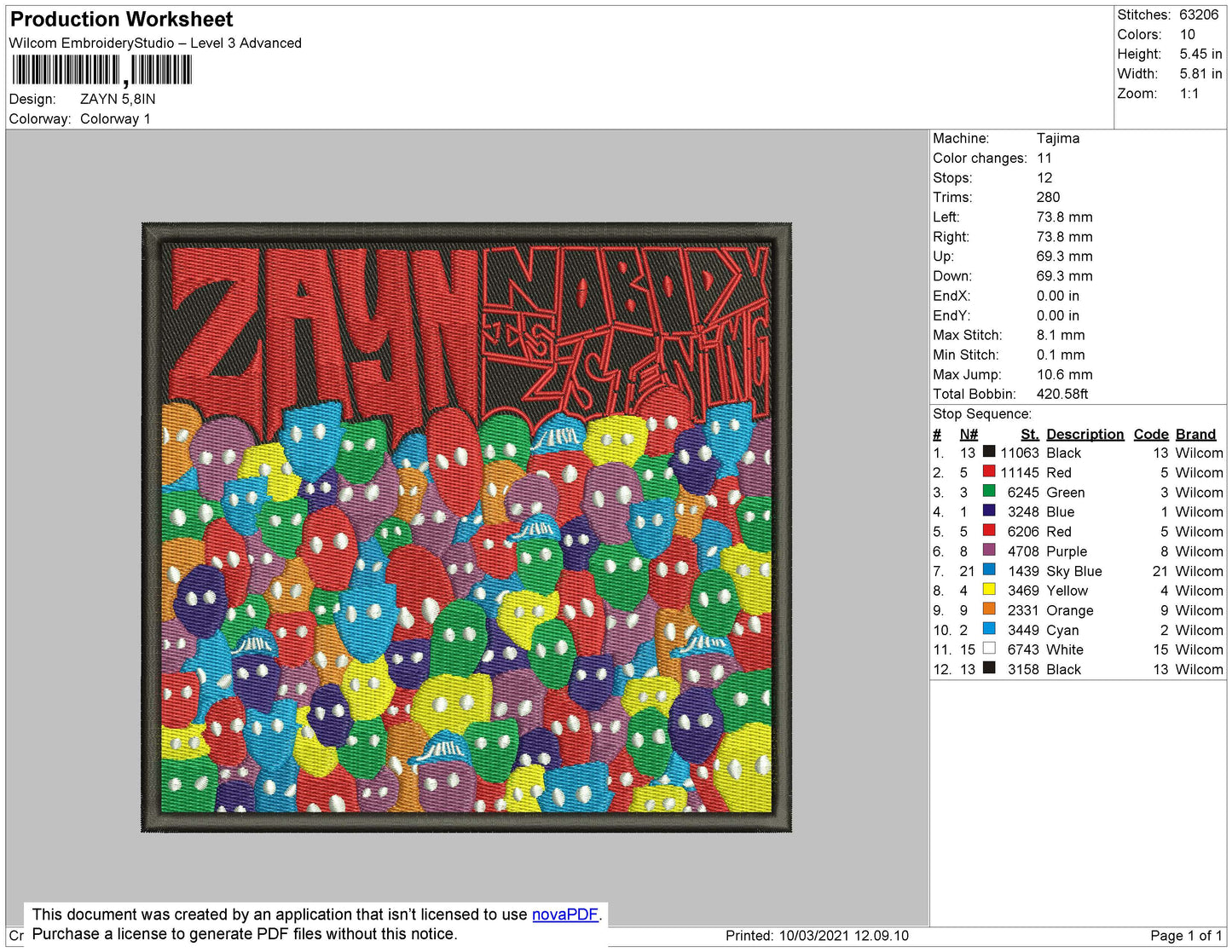 Zayn Cover Album Embroidery Machine Design File 4 size